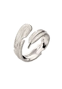 KUZZOÍ - Ring Feder Boho Design 925 Sterling Silber - Schwarz