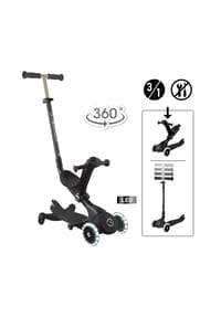 GLOBBER - GO-UP DELUXE LIGHTS 360 schwarz, mit Leuchtrollen - schwarz
