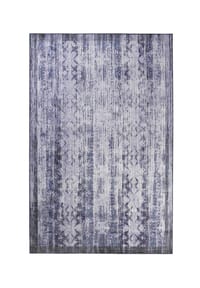 WECONhome - Kurzflorteppich Poolside - Pflegeleichter Chenille-Teppich, gemütlich - Blau-Lila/Grau