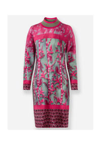heine - Strickkleid - pink-khaki-gemustert