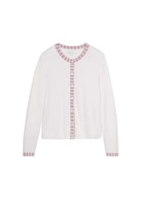 MADELEINE - Strickjacke mit Vichy-Karo-Akzenten - wollweiß / hellmagnolie