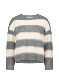BETTY & CO - Strickpullover mit Rippbündchen - Grau/Weiß