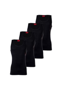 HUGO - Herren Unterhemd, 4er Pack - Tank Top, Doppelripp, Cotton Stretch - Schwarz