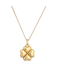elli. - Halskette Kleeblatt Anhänger Herzen 925 Sterling Silber - Gold