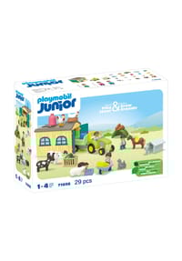 playmobil® - Junior - Bauernhof-Abenteuer mit Traktor, Anhänger und tierischen Freunden 71656 - 