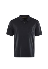 hajo - Shirt Gestreiftes Kurzarm-Poloshirt Softknit mit verdecktem Reißverschluss und Brusttasche in Regular Fit - schwarz
