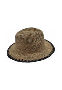 SEEBERGER - Seegras Fedora mit Muschelkante 55701-1 - natur/schwarz