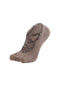 MUNADUNA - Yoga-/Pilates-Zehensocken mit offenen Zehen im Leopardenmuster Fitness-Socken,Anti-Rutsch,Elastisch - Braun