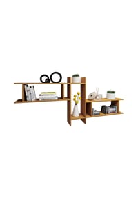 VCM. - Holzregal hängend | platzsparendes Regal | Maße: H. 80 x B. 188 x T. 20 cm | Elegantes Regal hängend | Aufbewahrungsregal | Bücherregal | Wandboard - Sirola Maxi - Buche
