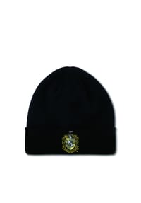 LOGOSHIRT® - Knitted Hat Harry Potter - Hufflepuff Logo - black