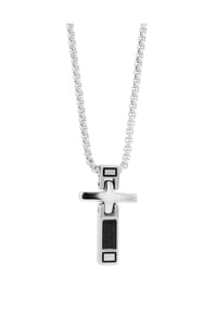 Adelia's - Adelia's Herren Edelstahl Erbskette Halskette mit Anhänger Kreuz unbekannt cm - silber - Kreuz