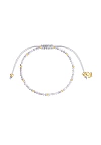 GLANZSTÜCKE MÜNCHEN - Armband Edelstahl gelbgold Textil (grau) Mondstein weiß - gelbgold
