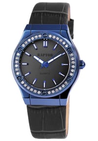 RAPTOR Raptor - Damen Quarz Armbanduhr Patrice mit Lederarmband - 3 ATM - Mineralglas - blau-schwarz
