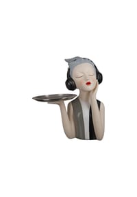 GILDE - Figur "Lady mit Tablett" - grau