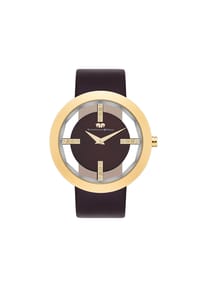 RHODENWALD & SÖHNE - Armband-Uhr Lucrezia gelbgold Echtleder dunkelbraun - dunkelbraun