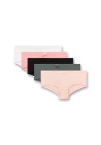Sanetta - Mädchen Hipster, 5er Pack - Teens, Cutbriefs, Single Jersey, Baumwoll-Stretch - Schwarz/Grün/Rosa