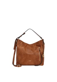 L.CREDI JANA - Henkeltasche, Reißverschlussfächer, Anhänger, für Damen - COGNAC