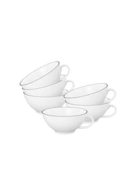 Seltmann Weiden Teetassen Lido Black Line 140 ml 6er Set weiß - LIDO BLACK LINE - weiß