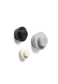 LEGO® - LEGO Wandhaken-Set 3-tlg., Kunststoff, Weiß, Grau, Schwarz - mehrfarbig