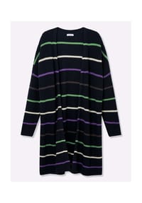 sheego - Longstrickjacke - tiefblau-geringelt