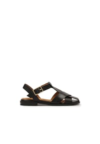 kazar - Schwarze Ledersandalen mit sich kreuzenden Riemen - Schwarz