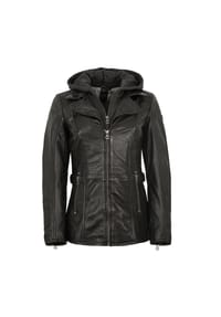 gipsy® - Gipsy - Damen Lederjacke Bikerjacke Lammnappa Kapuze schwarz - schwarz