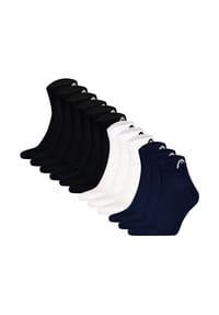 HEAD® - Unisex Quarter Socken, 12er Pack - All Sports Training Quarter 12P, Logo, einfarbig - 2xSchwarz/Weiß/Dunkelblau