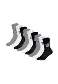 NFL - Unisex Socken, 9er Pack - NFL Shield 9Pack Crew Socks, Logo, Baumwollmischung - Dunkelblau/Weiß/Rot
