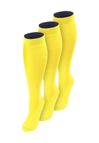 normani® - 3 Paar Kniestrümpfe mit farbig abgesetztem Bund Bi-Color - Gelb/Marine