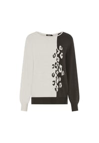olsen - Pullover mit Panneaux-Dessin und U-Boot-Ausschnitt - Almond Beige Melange