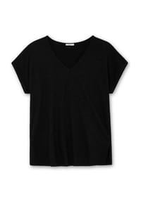 sheego - V-Shirt - schwarz