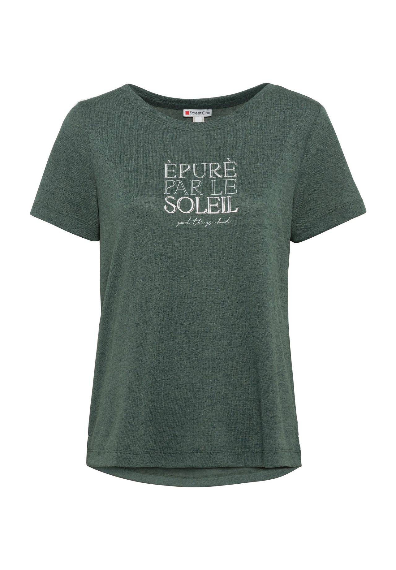 Street One Damen T-Shirt Mit Print – Aus Baumwolle Mit Stretch, Rundhals & Rückennaht, Lässiger Basic