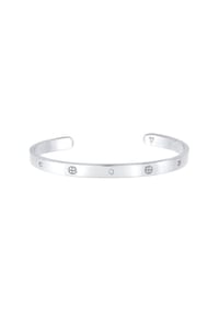 elli. PREMIUM - Armband Geo Bangle Kreuz Minimal Zirkonia 925 Silber - Gold