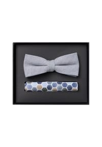 VENTI - Herren Set aus Fliege und Einstecktuch gemustert - Beige