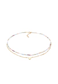 elli. - Halskette Elli Halskette Choker Layer Herz Glasperlen 925 Silber Vergoldet - Gold