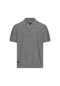 camel active - Meliertes Kurzarm Poloshirt aus Baumwolle - Dunkelblau
