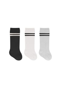 bistyle® - Knielange Baby-Socken, 3er-Pack, GOTS-zertifiziert, hoher Baumwollanteil - Grau/Ecru/Schwarz