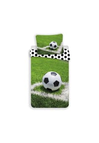 COFI - Football Baumwolle Bettwäsche – Bettbezug 140x200 cm & Kissenbezug - Grün 140 x 200 cm + 70 x 90 cm