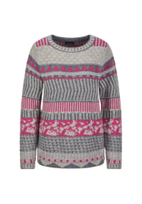 GOLDNER - Kurzgröße:  Norwegerpullover mit U-Boot-Ausschnitt - pink / gemustert