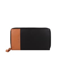 GREEN BURRY - Nappa Nappa Geldbörse RFID Schutz Leder 19.5 cm - black-tan
