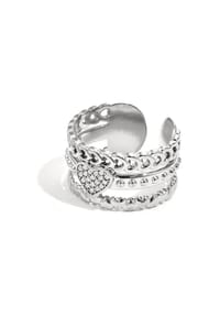 Adelia's - Fingerring aus Edelstahl mit Herzmotiv und Schmucksteinen - goldfarben