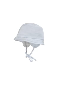maximo® - BABY-Hütchen, Ohrenklappen Jerseyeinsatz, Futter, Bindeband,  UV 50 - jeansblau-weiß-streifen
