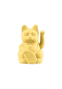 DONKEY - Winkekatze Lucky Cat Mini Maneki Neko, Yellow, 9.8 cm - Dunkelblau