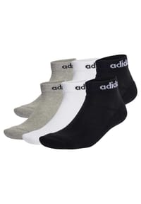 adidas - Unisex Socken, 6er Pack - Linear Crew Cushioned, Logo, gepolstert, einfarbig - Schwarz/Grau/Weiß