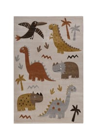 SMART KIDS - Kinderteppich T-Rex & Friends - Moderner Spielteppich mit Konturenschnitt - sand beige meliert