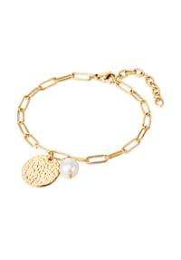 VALERO PEARLS - Damen Armband aus Edelstahl in Gelbgold mit Süßwasser-Zuchtperle - gelbgold