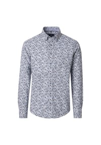 CASAMODA - Herren Leinenhemd Print Casual Fit - Blau