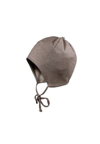 maximo® - BABY-Mütze, ausgenäht Ringeljersey, Bindeband, Jerseyfutter geraut - altrosameliert-rehbraun