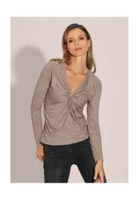 MADELEINE - Shirt mit Knotendetail - taupe / melange