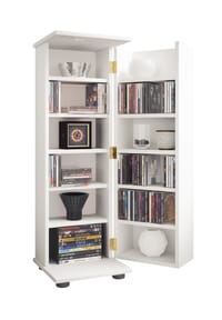 VCM. - Holz CD DVD Stand Regal | platzsparender CD Schrank mit abschließbarer Holztür für 300 CDs oder 130 DVDs oder 72-Videos | Maße: H. 93 x B. 31 x T. 31 cm | 10 variable Einlegeböden – Engalo L - Anthrazit